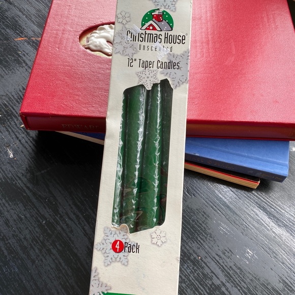 vintage green taper candles